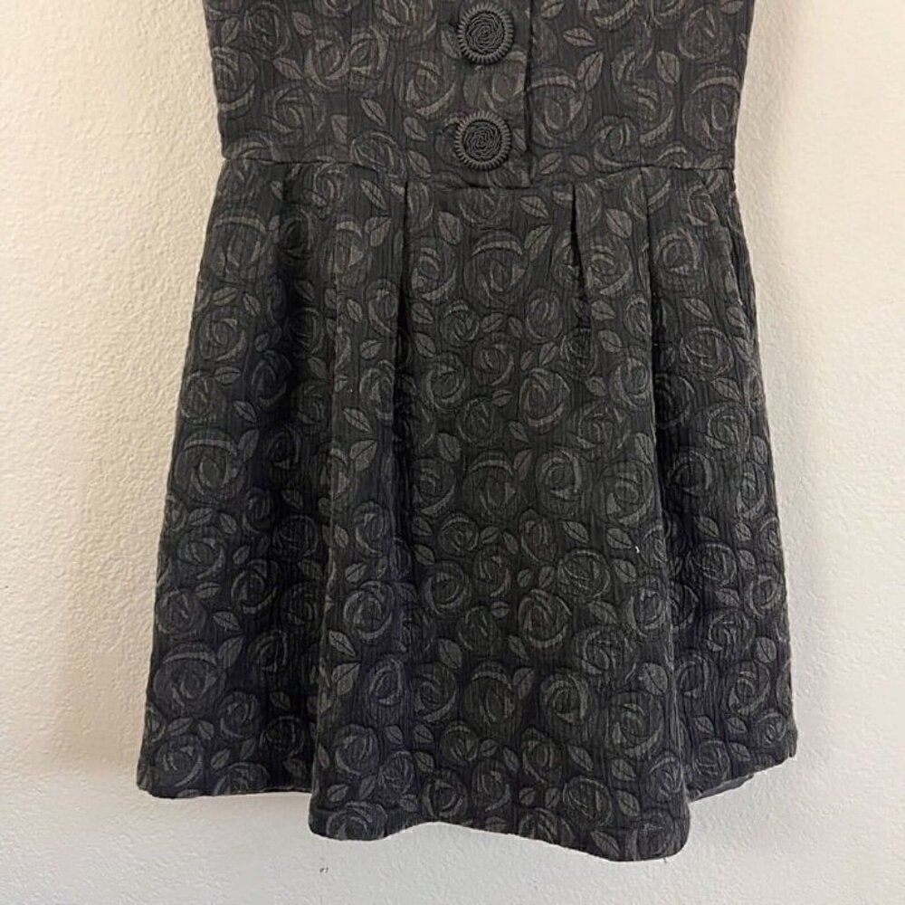 BB Dakota Grey & Black Brocade Sleeveless Fit & Flare Mini Dress Size Medium - Picture 8 of 11